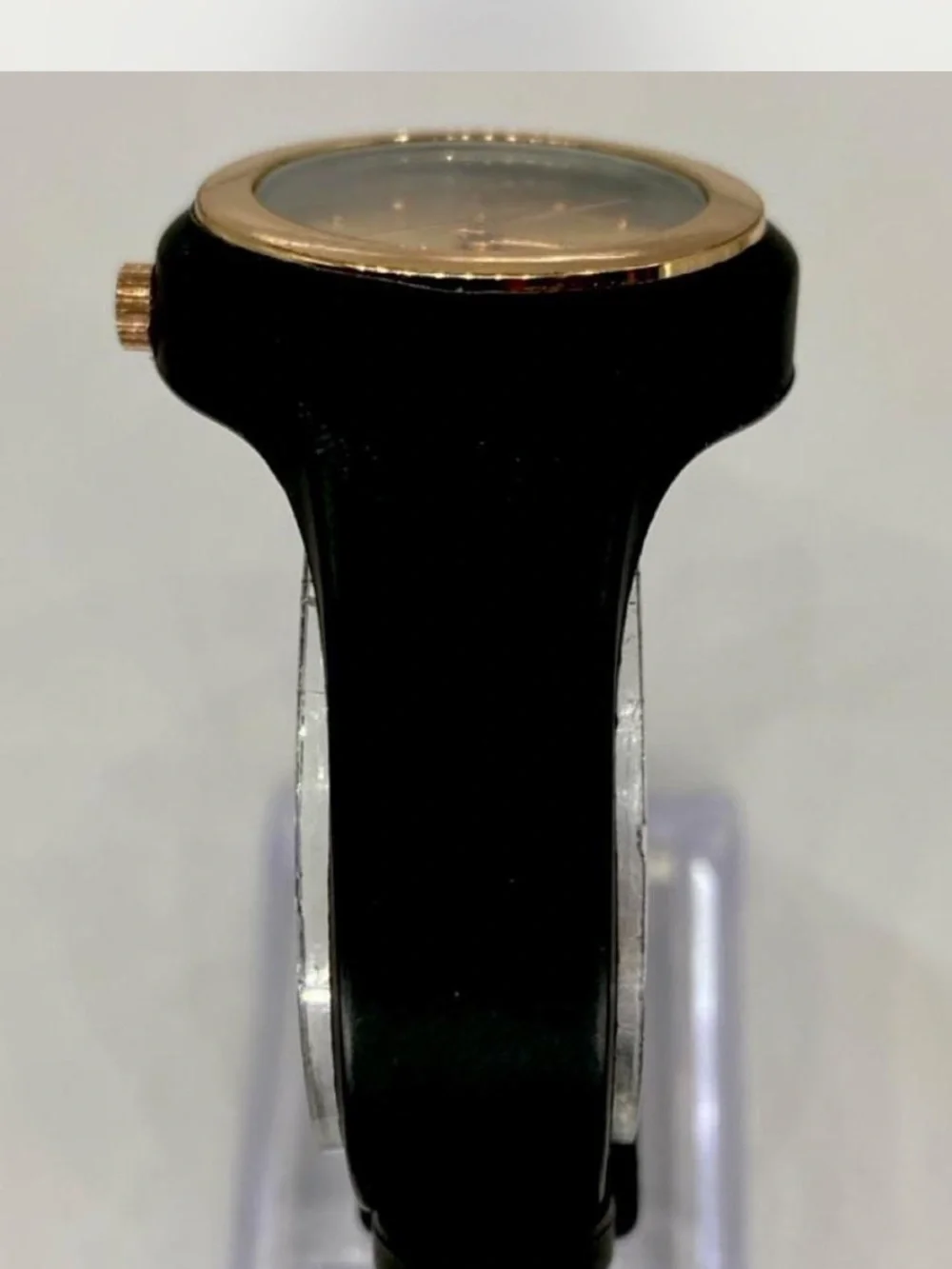 Ladies *** Gold Dial Black Silicone  Band Minimalist Watch  ^^^